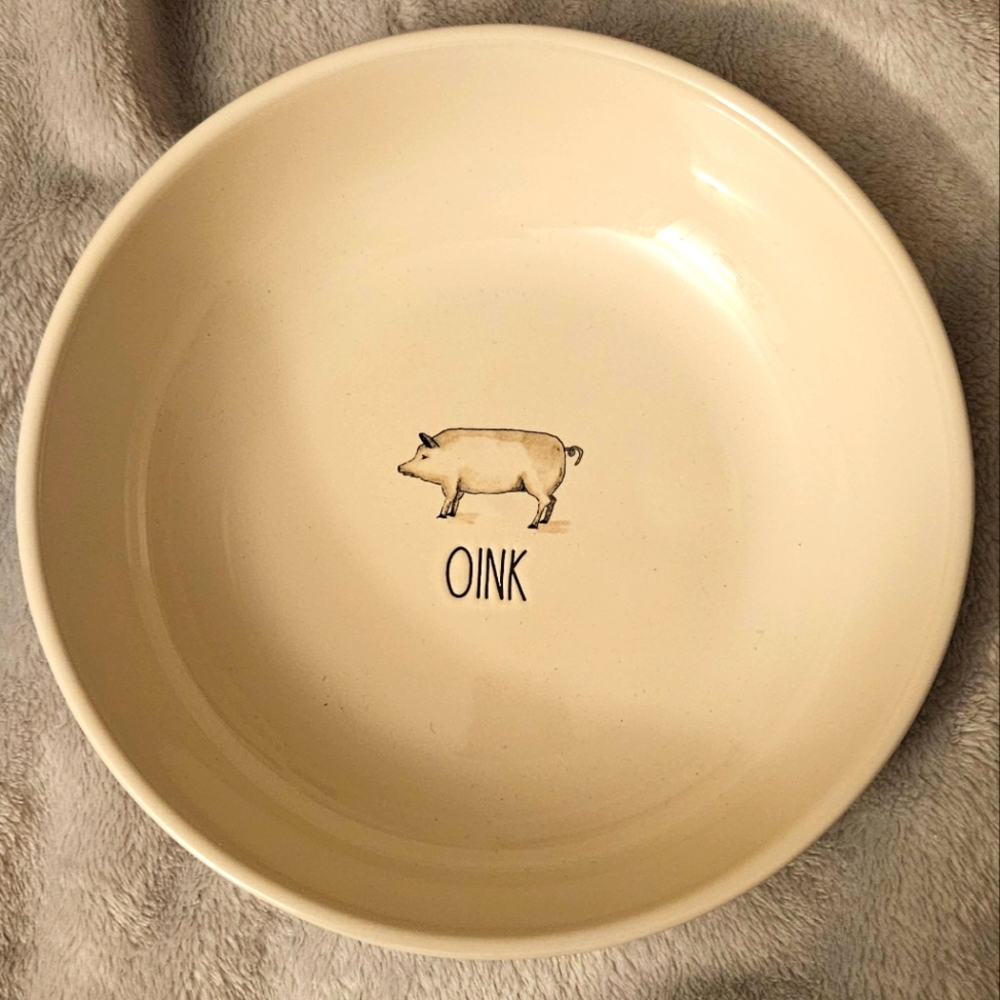 Rae Dunn Oink Pig White Ceramic Pasta Bowl Brand NEW with Tags